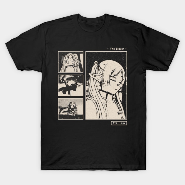 Frieren Gloomy Halftone Fanart Design T-Shirt by Gloomeeey